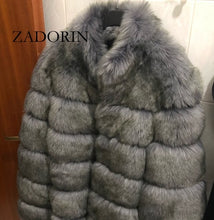 Load image into Gallery viewer, ZADORIN 2019 New Winter Coat Women Faux Fox Fur Coat Plus Size Women Stand Collar Long Sleeve Faux Fur Jacket Fur gilet fourrure