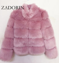 Load image into Gallery viewer, ZADORIN 2019 New Winter Coat Women Faux Fox Fur Coat Plus Size Women Stand Collar Long Sleeve Faux Fur Jacket Fur gilet fourrure