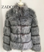 Load image into Gallery viewer, ZADORIN 2019 New Winter Coat Women Faux Fox Fur Coat Plus Size Women Stand Collar Long Sleeve Faux Fur Jacket Fur gilet fourrure