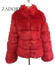 Load image into Gallery viewer, ZADORIN 2019 New Winter Coat Women Faux Fox Fur Coat Plus Size Women Stand Collar Long Sleeve Faux Fur Jacket Fur gilet fourrure