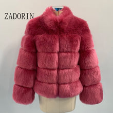 Load image into Gallery viewer, ZADORIN 2019 New Winter Coat Women Faux Fox Fur Coat Plus Size Women Stand Collar Long Sleeve Faux Fur Jacket Fur gilet fourrure