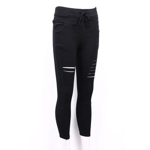 Casual Skinny Jeans Women Stretch Hole Slim Fit Denim Leggings Pencil Pants High Waist Trousers Army Green White Black XXL