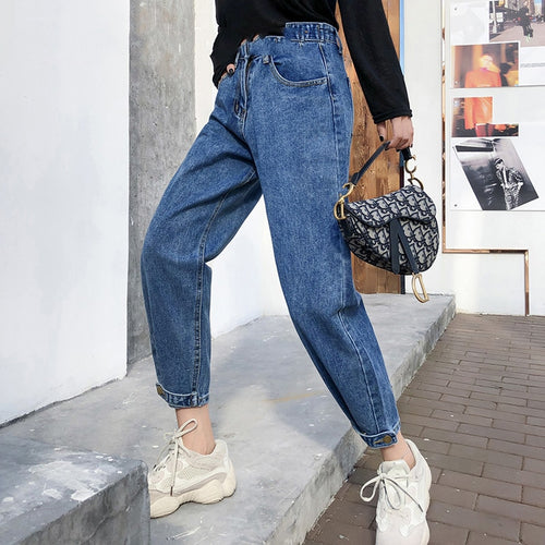 new Vintage ladies boyfriend jeans for women mom high waisted jeans blue casual pencil trousers korean streetwear denim pants