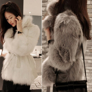 Luxury Women Faux Fox Fur Coat Winter Thick Warm Fluffy Fur Jacket Overcoat Elegant Female Fur Coats Outwear Fourrure Femme