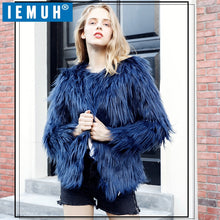 Load image into Gallery viewer, IEMUH Faux Fur Coat Plus Size Women Fur Coats Autumn Winter Pink Faux Fur Shaggy Jacket fourrure bontjas