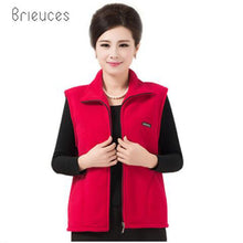 Load image into Gallery viewer, Brieuces spring autumn new plus size solid turn Fleece collar casual vest women zipper Short cotton high quality waistcoat women