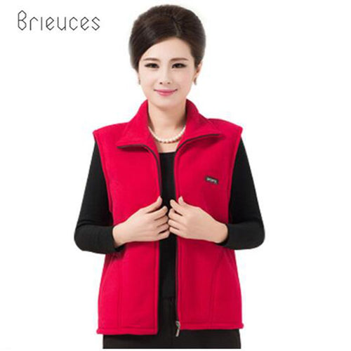 Brieuces spring autumn new plus size solid turn Fleece collar casual vest women zipper Short cotton high quality waistcoat women