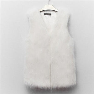 Women Winter Sleeveless Outwear Faux Fur Vest Women's Coats Jackets Gilet Veste Fourrure Femme Casual Waistcoat Plus Size S222