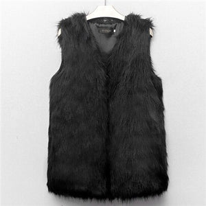 Women Winter Sleeveless Outwear Faux Fur Vest Women's Coats Jackets Gilet Veste Fourrure Femme Casual Waistcoat Plus Size S222