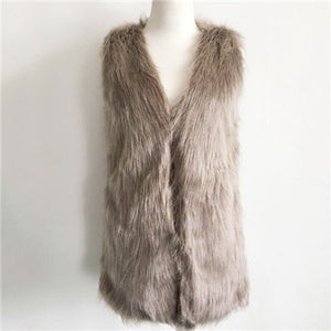 Women Winter Sleeveless Outwear Faux Fur Vest Women's Coats Jackets Gilet Veste Fourrure Femme Casual Waistcoat Plus Size S222