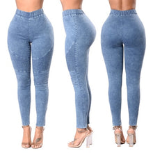 Load image into Gallery viewer, Autumn Winter Fitness Skinny Denim Jeans Women Casual Pencil Pants Pleated Stretch Elastic Waist Jean Bodycon Trousers S-XXL