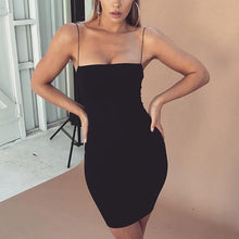 Load image into Gallery viewer, Ladies Club Party Dress Sexy Mini  Black White Sheath Dress Women Casual Fashion Solid Color Slim Fit Bodycon Dress