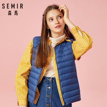 Load image into Gallery viewer, SEMIR Women Packable Quilted Lightweight Down Vest with Slant Pocket Light Puffer Vest Chinlon Lined with Front Snap Closure