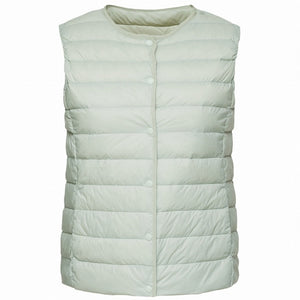 SEMIR Women Packable Quilted Lightweight Down Vest with Slant Pocket Light Puffer Vest Chinlon Lined with Front Snap Closure