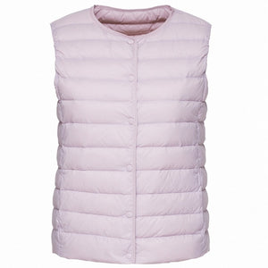 SEMIR Women Packable Quilted Lightweight Down Vest with Slant Pocket Light Puffer Vest Chinlon Lined with Front Snap Closure