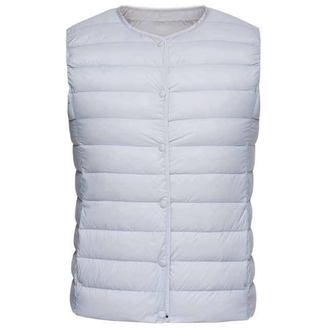 SEMIR Women Packable Quilted Lightweight Down Vest with Slant Pocket Light Puffer Vest Chinlon Lined with Front Snap Closure