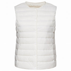 SEMIR Women Packable Quilted Lightweight Down Vest with Slant Pocket Light Puffer Vest Chinlon Lined with Front Snap Closure