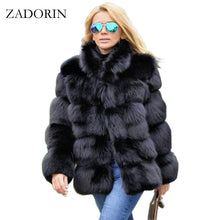 Load image into Gallery viewer, ZADORIN 2019 New Winter Coat Women Faux Fox Fur Coat Plus Size Women Stand Collar Long Sleeve Faux Fur Jacket Fur gilet fourrure
