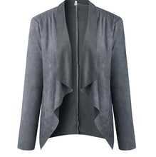 Load image into Gallery viewer, Womens Long Sleeve Waterfall Cardigan Blazer Coat Outwear Suede Biker Jacket